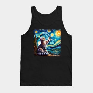 Charming Starry Night Cat Chic Tee Midnight Magic Tank Top